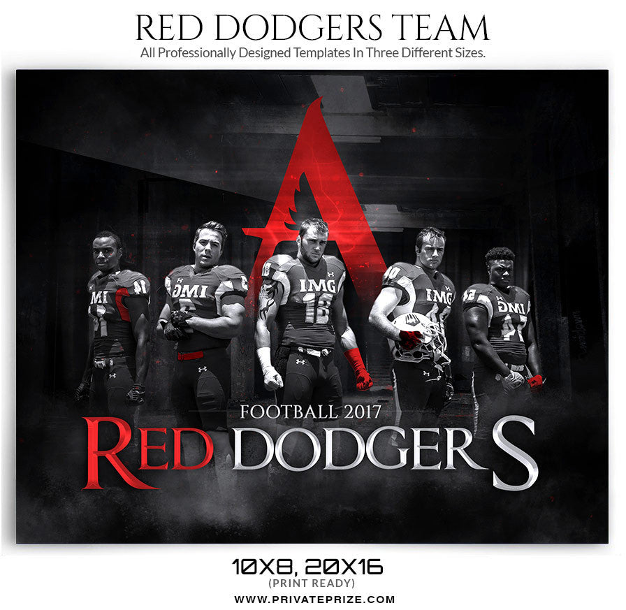 Buy Red-Dodgers Themed Sports Template Online  Privateprize Photography  Photoshop templates – PrivatePrize - Photography Templates