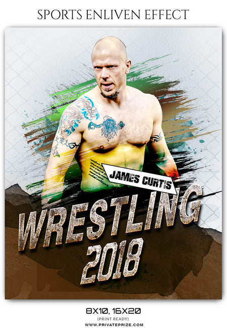 JAMES CURTIS WRESTLING- SPORTS ENLIVEN EFFECT - Photography Photoshop Template