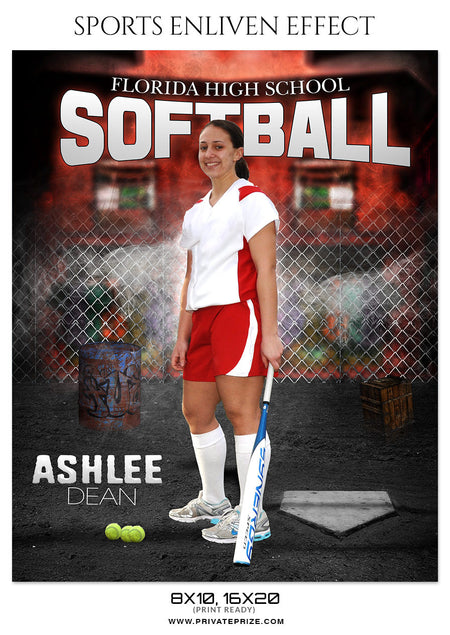 ASHLEE DEAN SOFTBALL SPORTS ENLIVEN EFFECT - Photography Photoshop Template