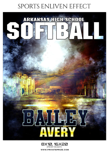 BAILEY AVERY SOFTBALL - SPORTS ENLIVEN EFFECT - Photography Photoshop Template