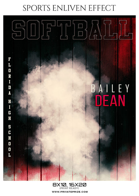 Bailey Dean Softball Enliven Effects Sports Photoshop Template - Photography Photoshop Template