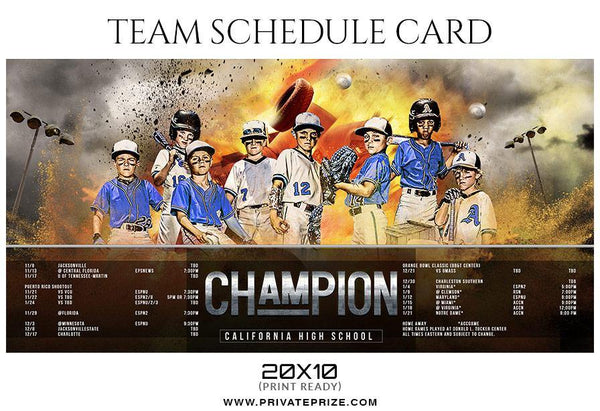 Sports Schedule Card