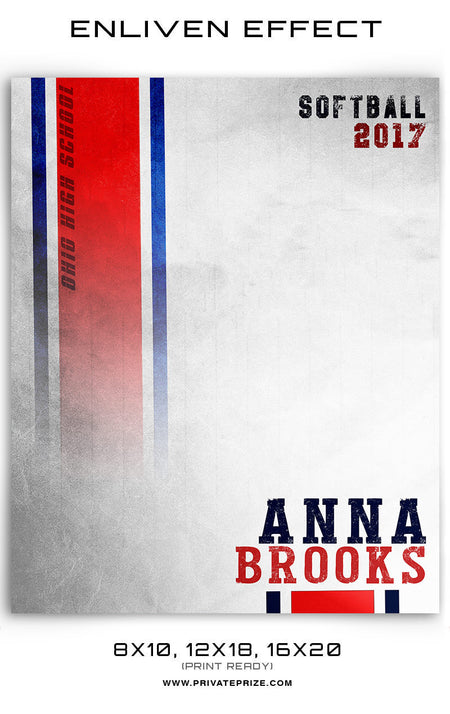 Anna Brooks Softball Template -  Enliven Effects - Photography Photoshop Template