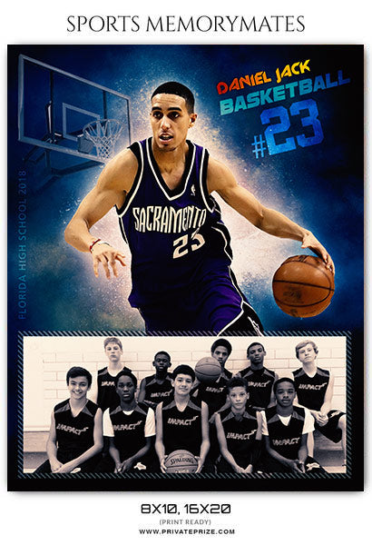 Daniel Jack Basketball Sports Memory Mates Photography Template - Photography Photoshop Template