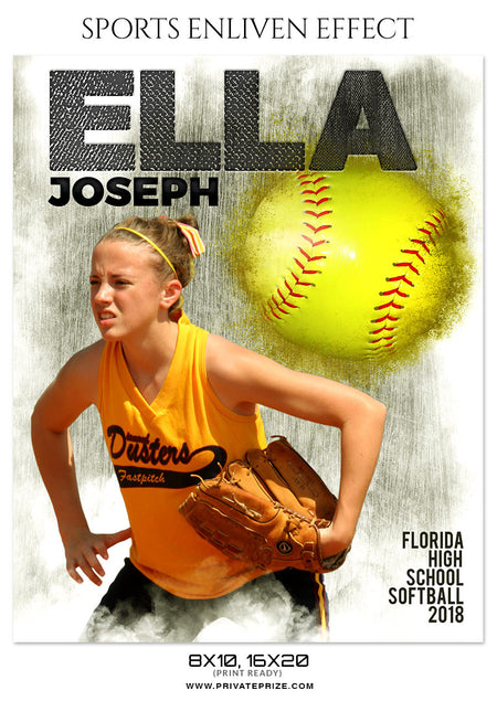 ELLA JOSEPH-SOFTBALL- SPORTS ENLIVEN EFFECT - Photography Photoshop Template