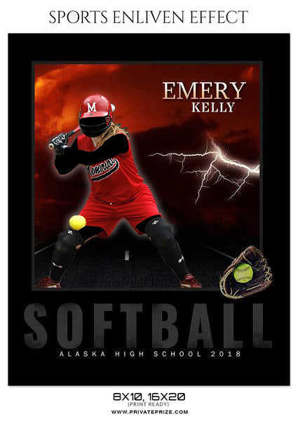 EMERY KELLY-SOFTBALL- ENLIVEN EFFECT - Photography Photoshop Template