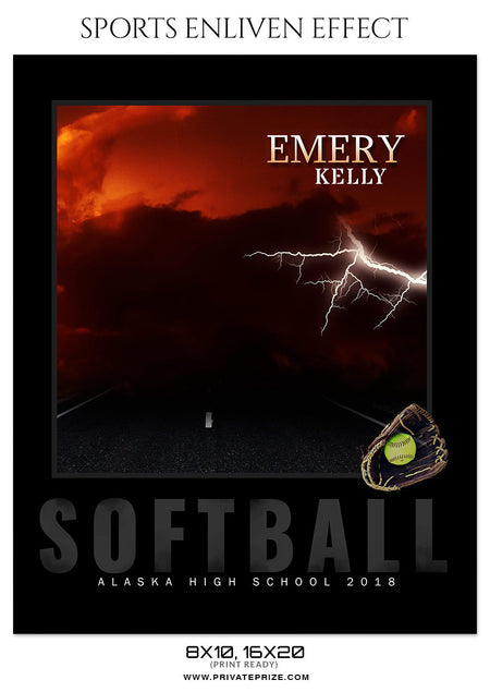 EMERY KELLY-SOFTBALL- ENLIVEN EFFECT - Photography Photoshop Template