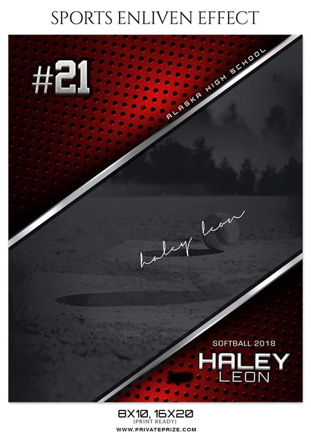 HALEY LEON SOFTBALL SPORTS ENLIVEN EFFECT - Photography Photoshop Template