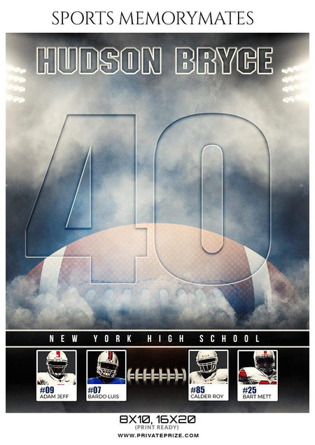 Hudson Bryce - Football  Memory Mate Photoshop Template - PrivatePrize - Photography Templates