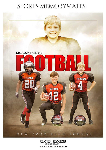 Margaret Calvin - Football Memory Mate Photoshop Template - PrivatePrize - Photography Templates