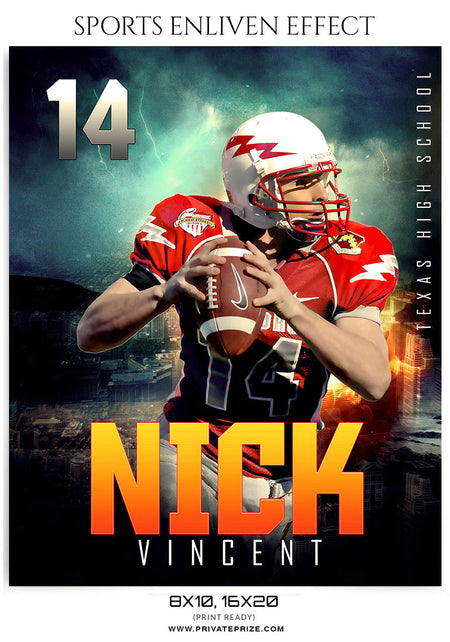 Nick  Football Sports Photography- Enliven Effects - Photography Photoshop Template