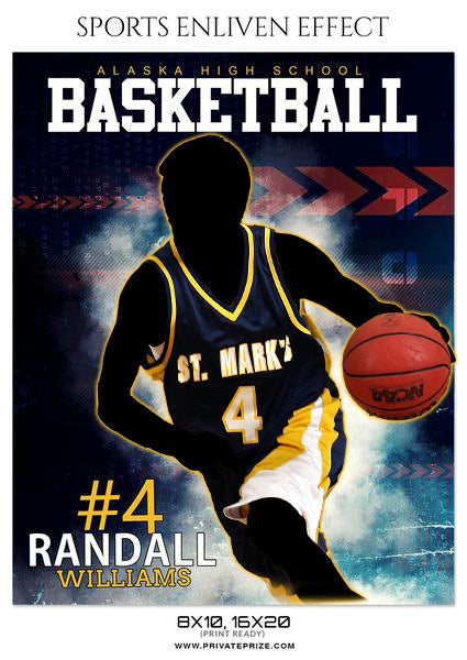 RANDALL WILLIAMS BASKETBALL- SPORTS ENLIVEN EFFECT - Photography Photoshop Template