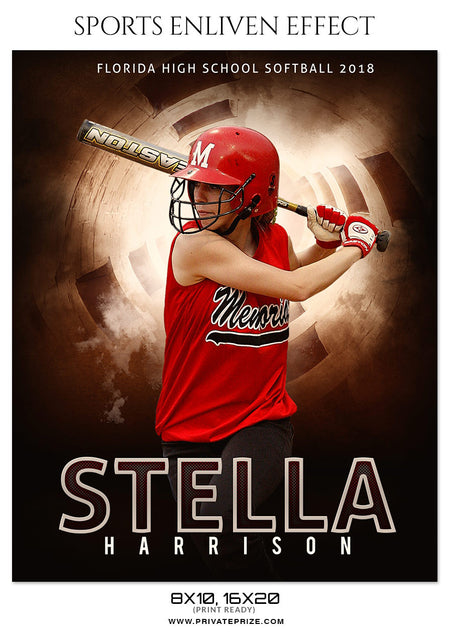 STELLA HARRISON-SOFTBALL- SPORTS ENLIVEN EFFECT - Photography Photoshop Template