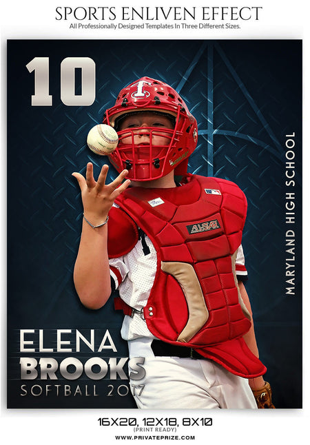 Elena Brooks Softball Enliven Effect - Photography Photoshop Template