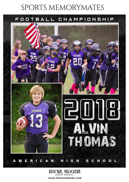 Alvin Thomas - Football Memory Mate Photoshop Template - PrivatePrize - Photography Templates