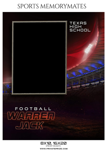 Warren Jack Football  Memory Mate Photoshop Template - Photography Photoshop Template