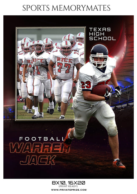 Warren Jack Football  Memory Mate Photoshop Template - Photography Photoshop Template